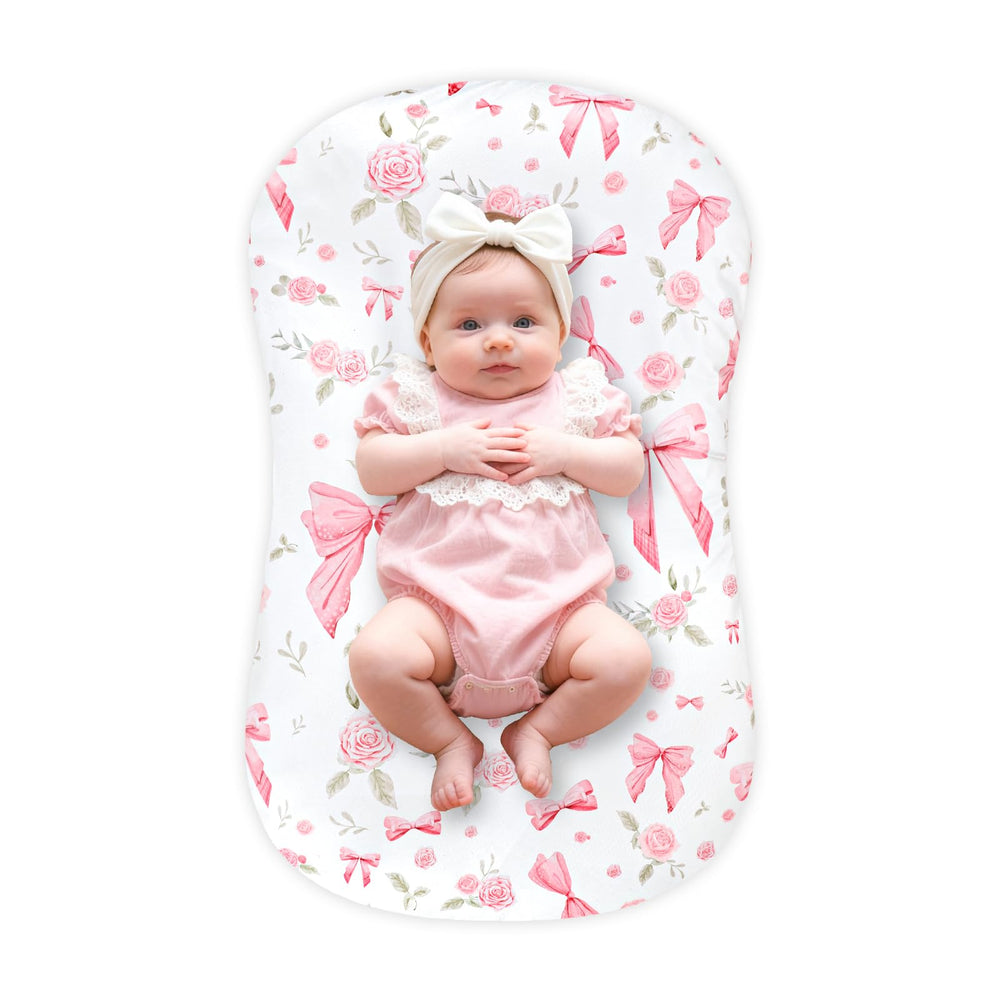 Jundetye pink rose lounger cover shows soft fabric for newborn comfort