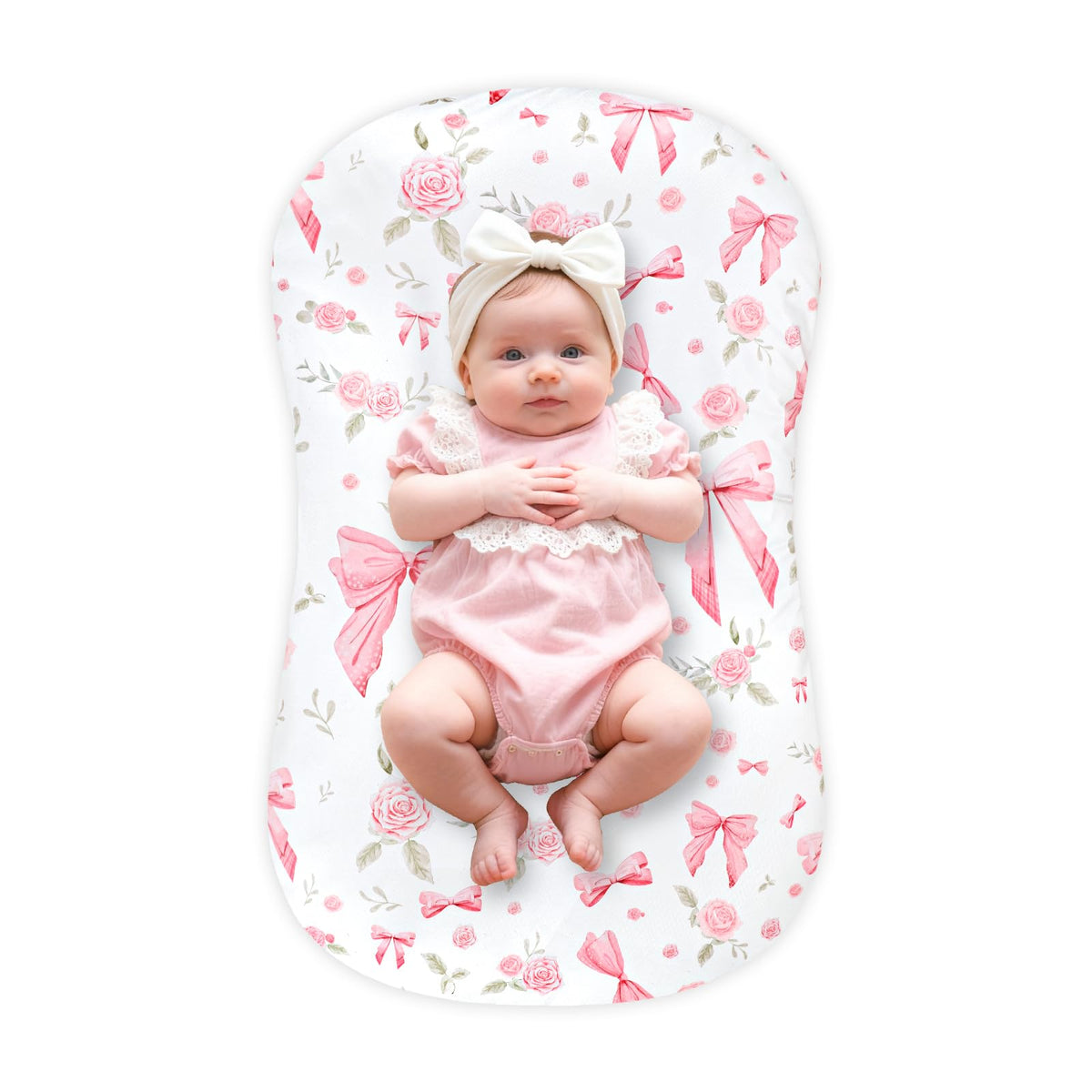 Jundetye pink rose lounger cover shows soft fabric for newborn comfort