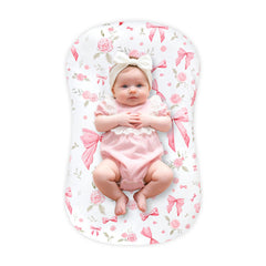 Jundetye pink rose lounger cover shows soft fabric for newborn comfort