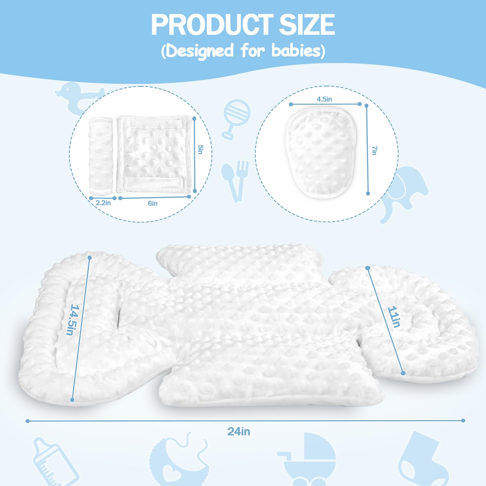 Jundetye protective pad shields baby's abdomen from buckle pressure.