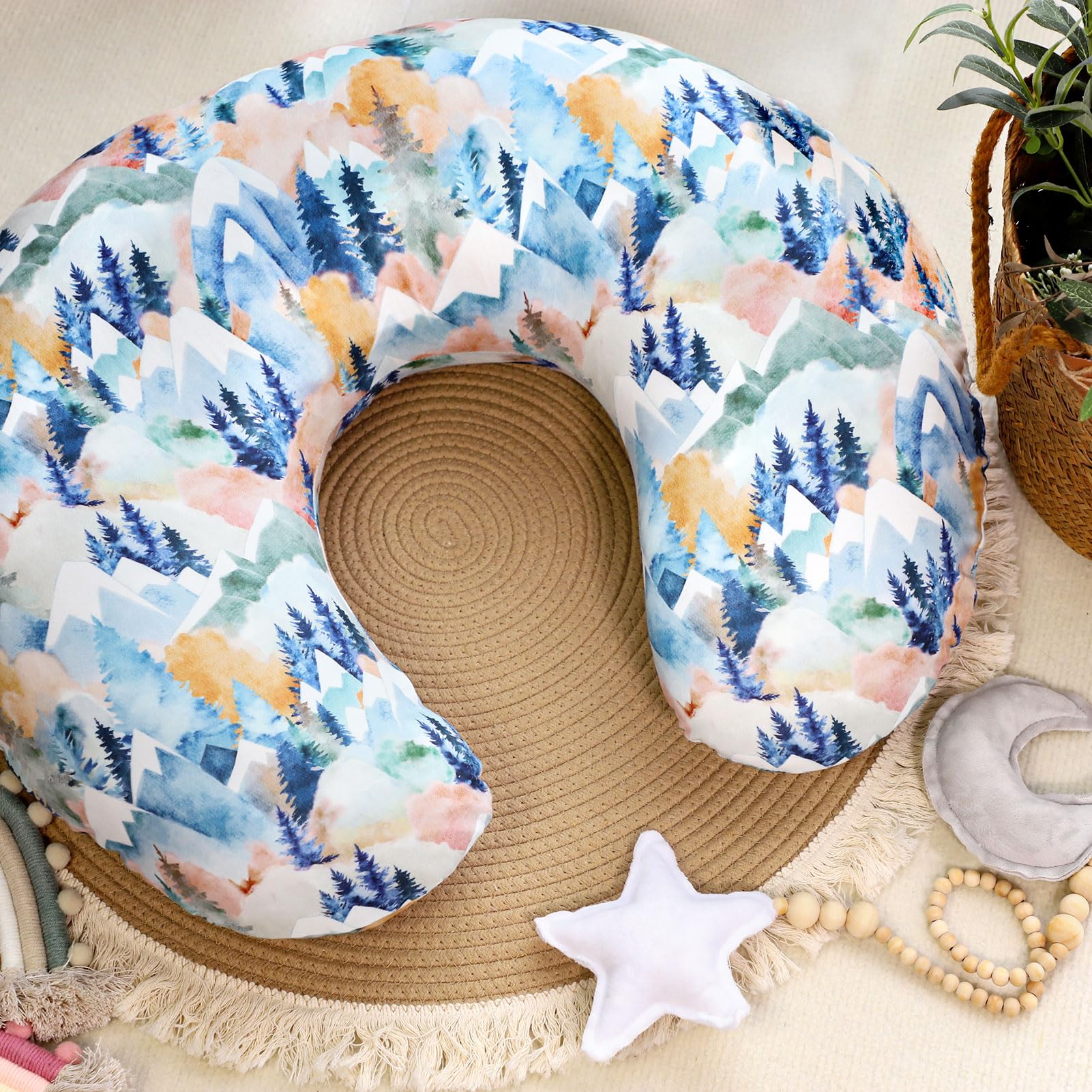 Jundetye removable slipcover for Boppy pillows side view shows easy washing.