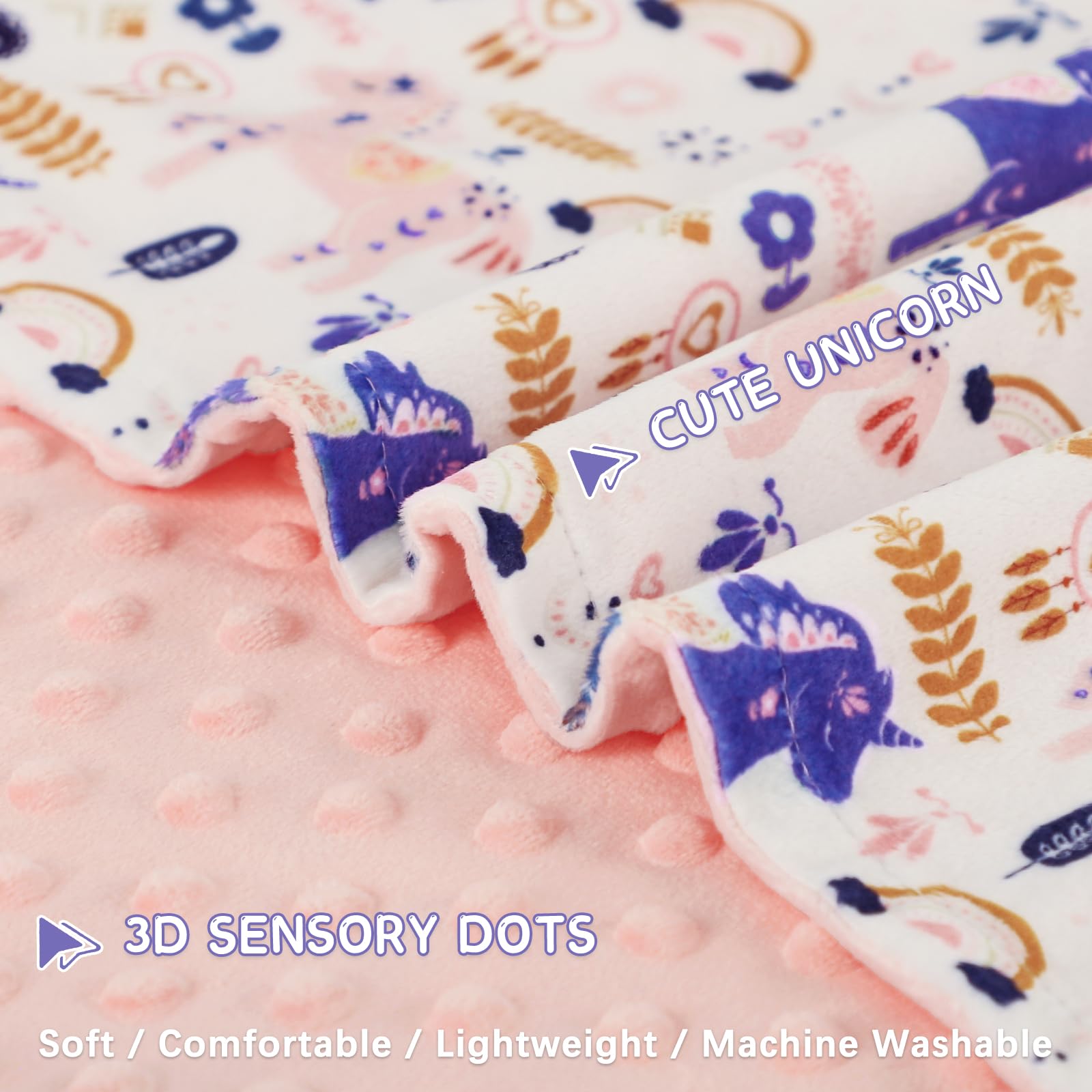 Jundetye unicorn blanket back dot texture adds breathable comfort
