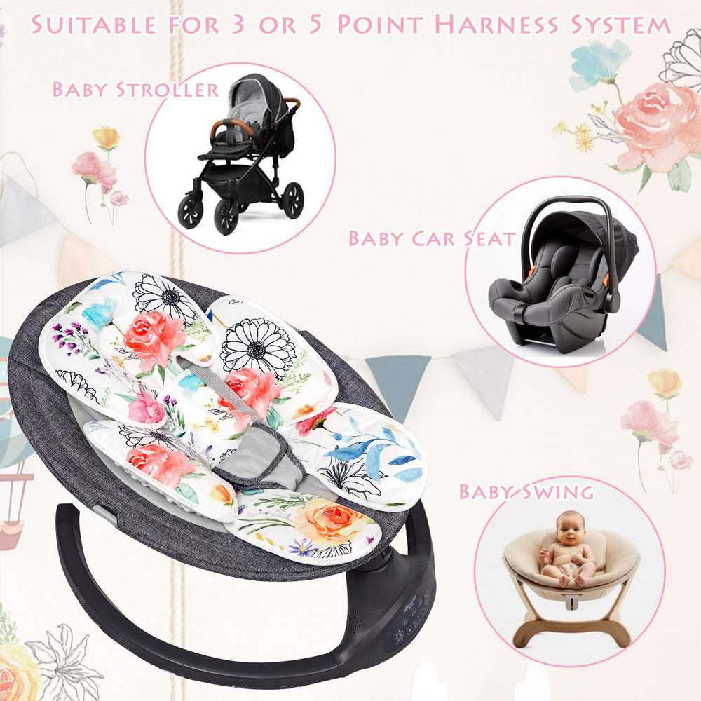 Jundetye versatile car seat cushion fits car seat, stroller, and bouncer.