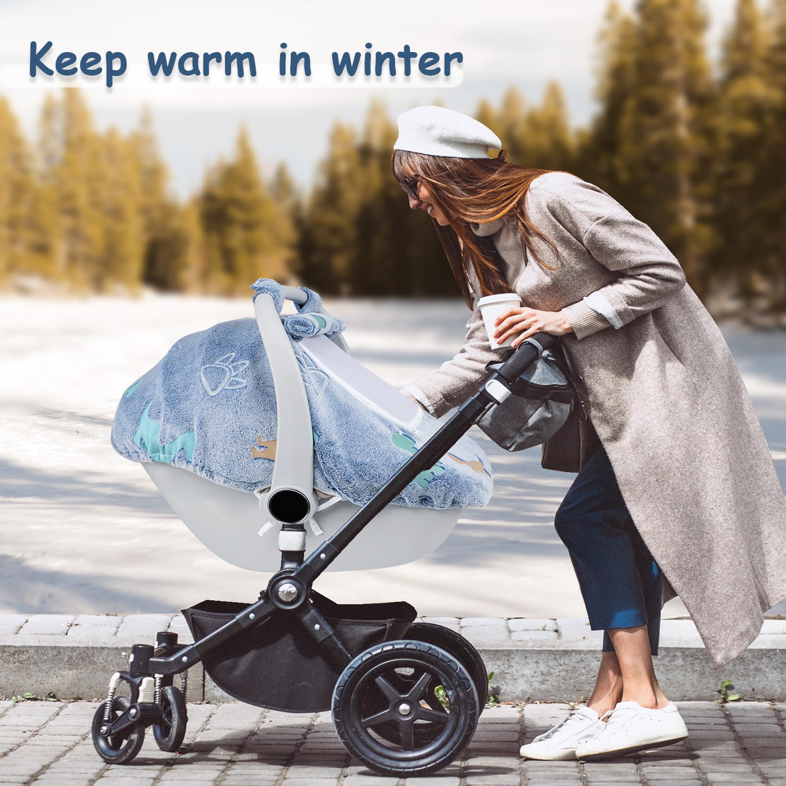 Jundetye winter baby cover adds cozy protection during cold days.