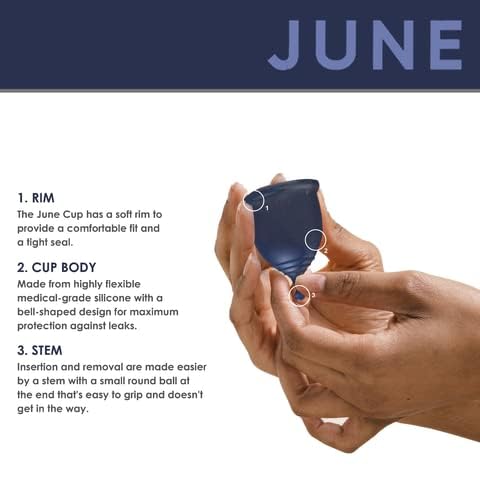 Packaging for June Menstrual Cup emphasizes eco-friendly, reusable design.
