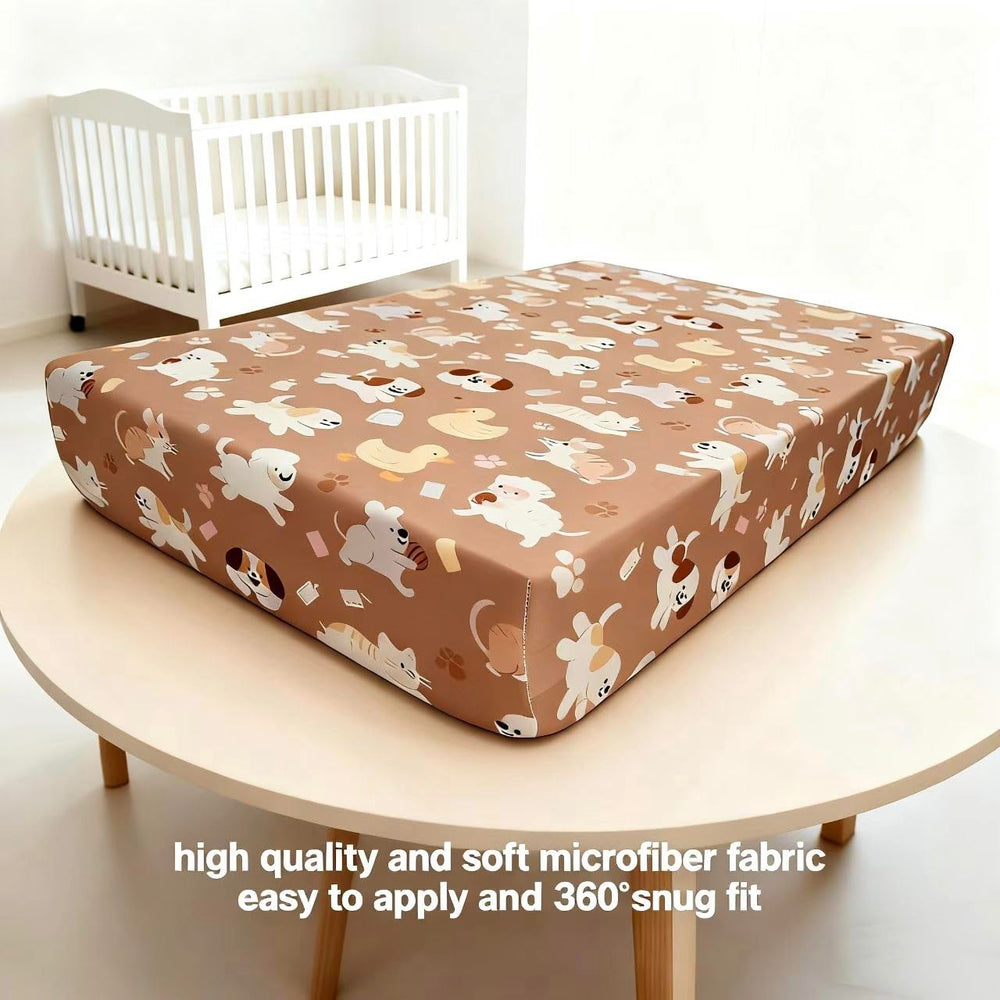 JUNENGCHUANG pack and play sheets elastic edge close-up, secure fit helps stay in place.