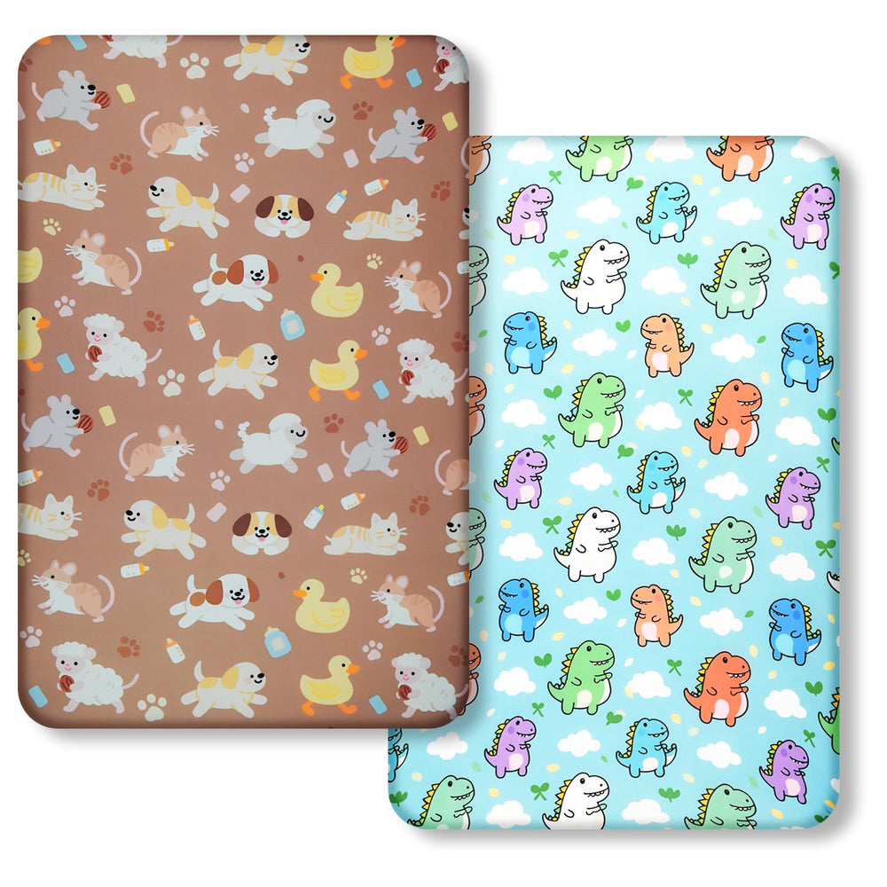 JUNENGCHUANG pack and play sheets flat lay, soft jersey knit for gentle baby sleep.