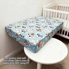 Junengchuang snug-fit elastic-bottom secures playards during awake time and sleep.