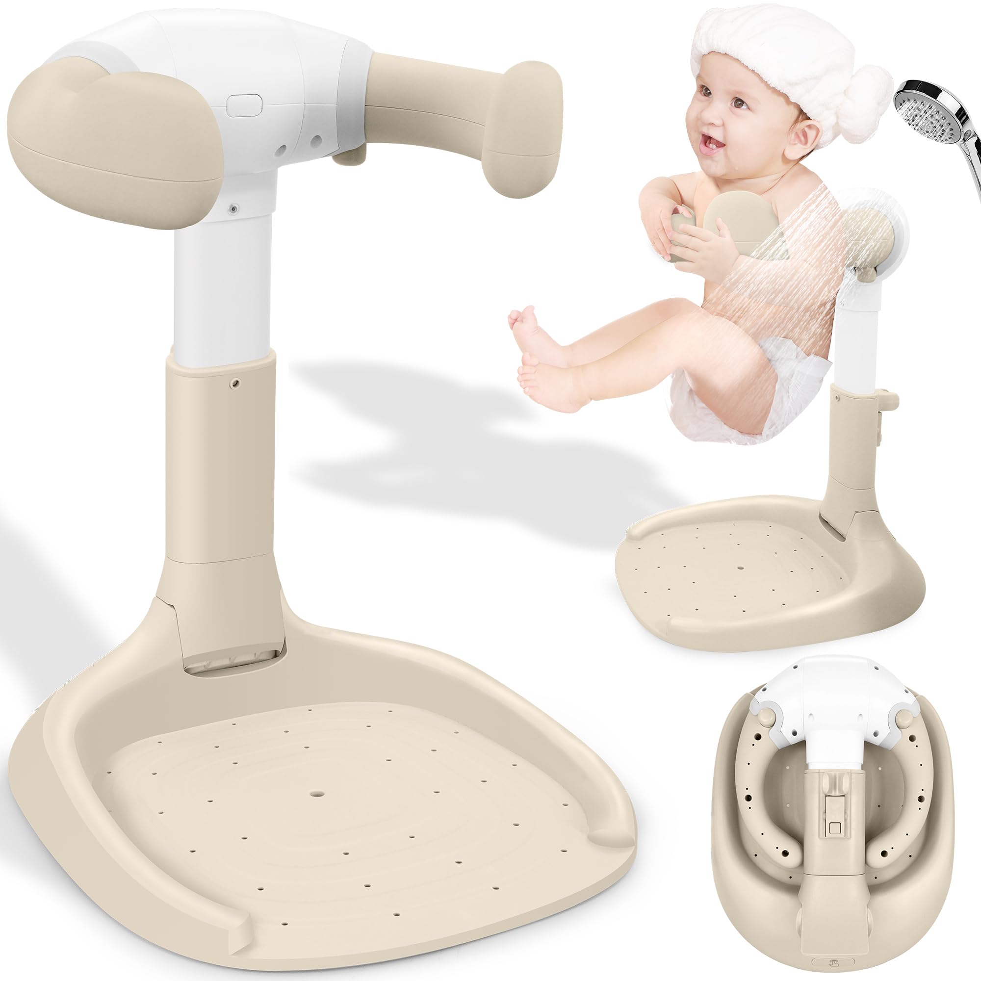 JUNEU baby bath stand base provides a stable footprint for bath time.