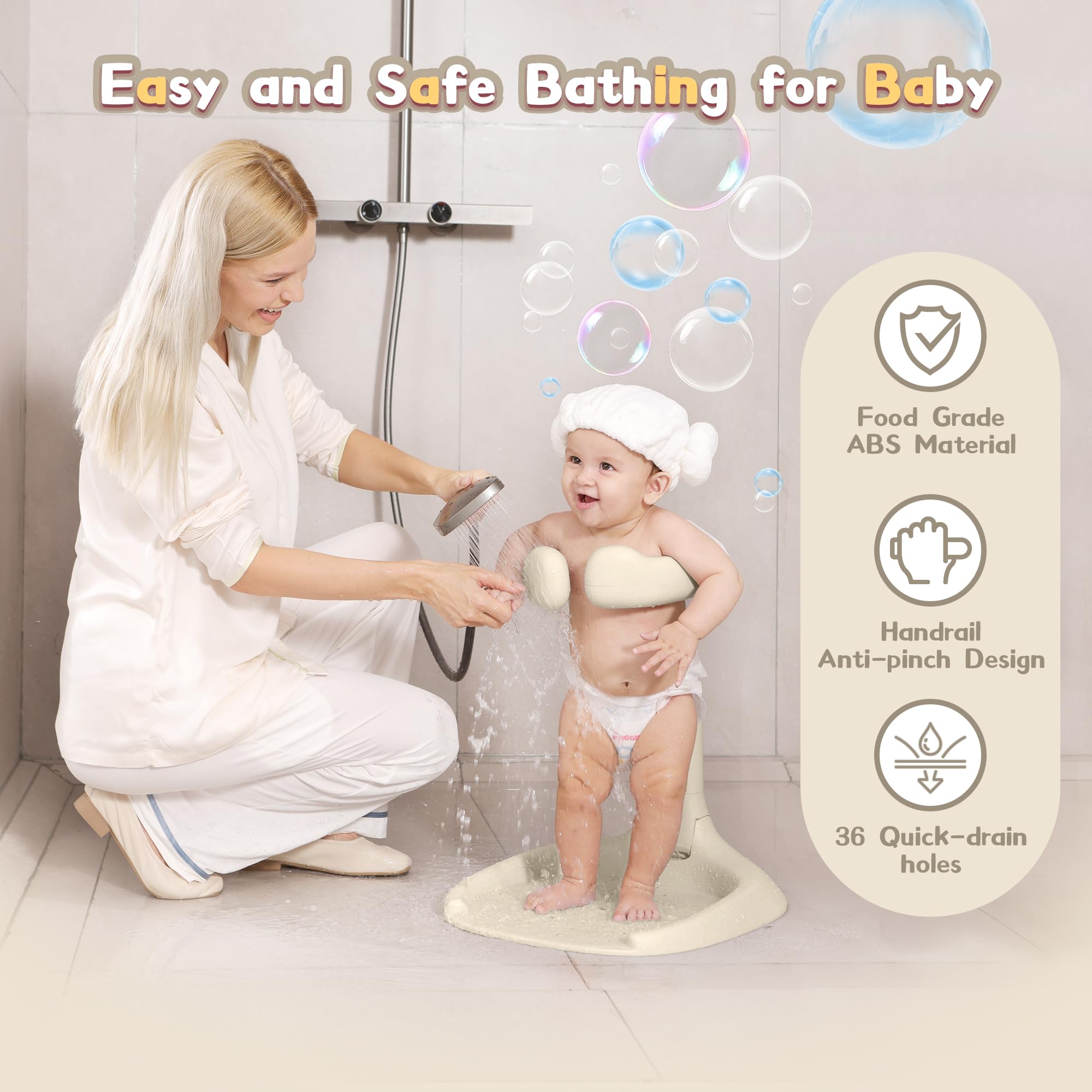 JUNEU bath stand foldable design stores away with ease.
