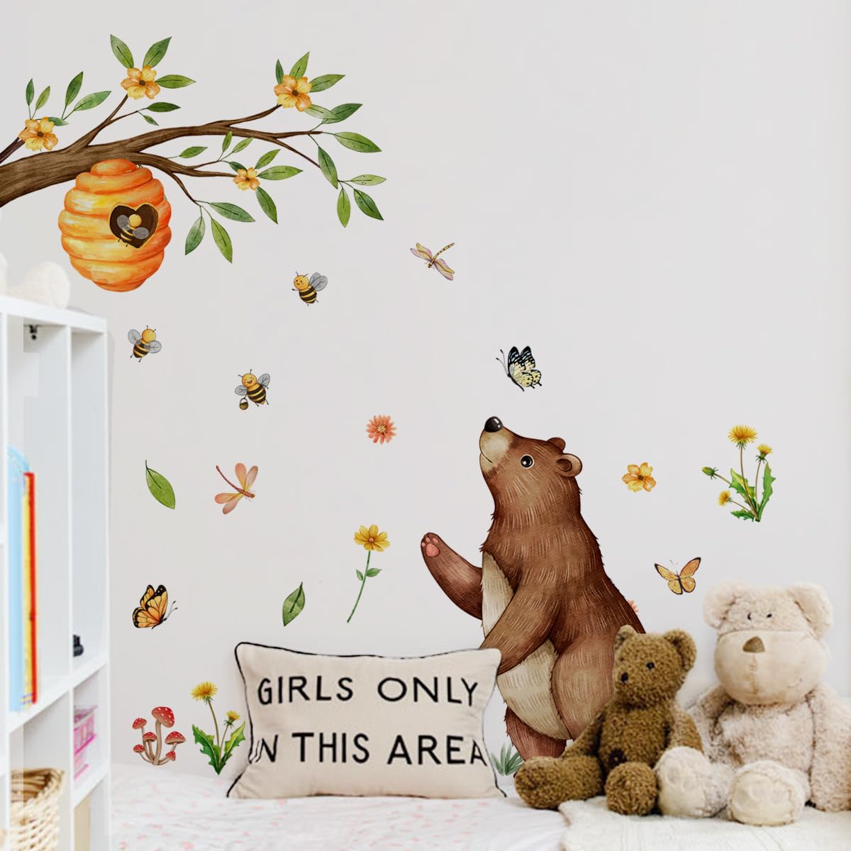 Jungle Animal Bear Wall Decals enliven kids' rooms with bright colors and easy repositioning.