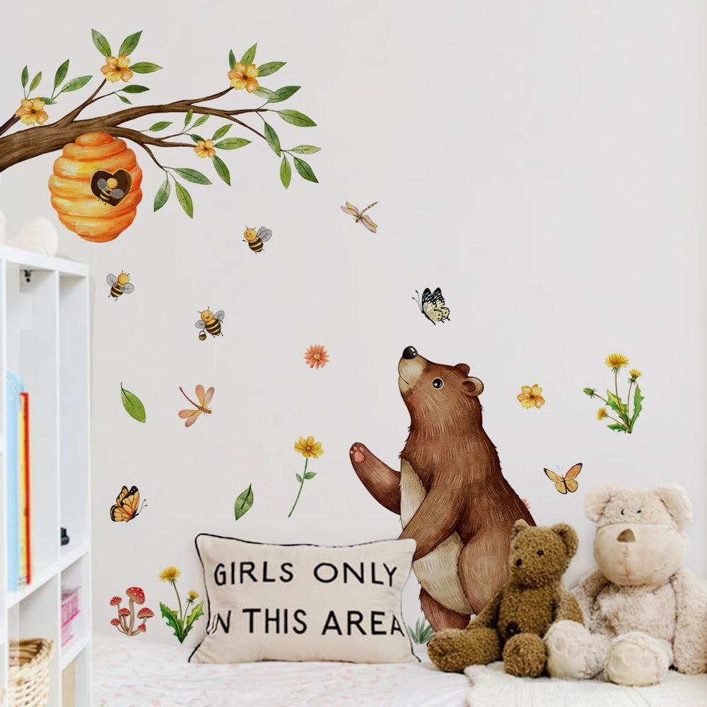 Jungle Animal Bear Wall Decals enliven kids' rooms with bright colors and easy repositioning.
