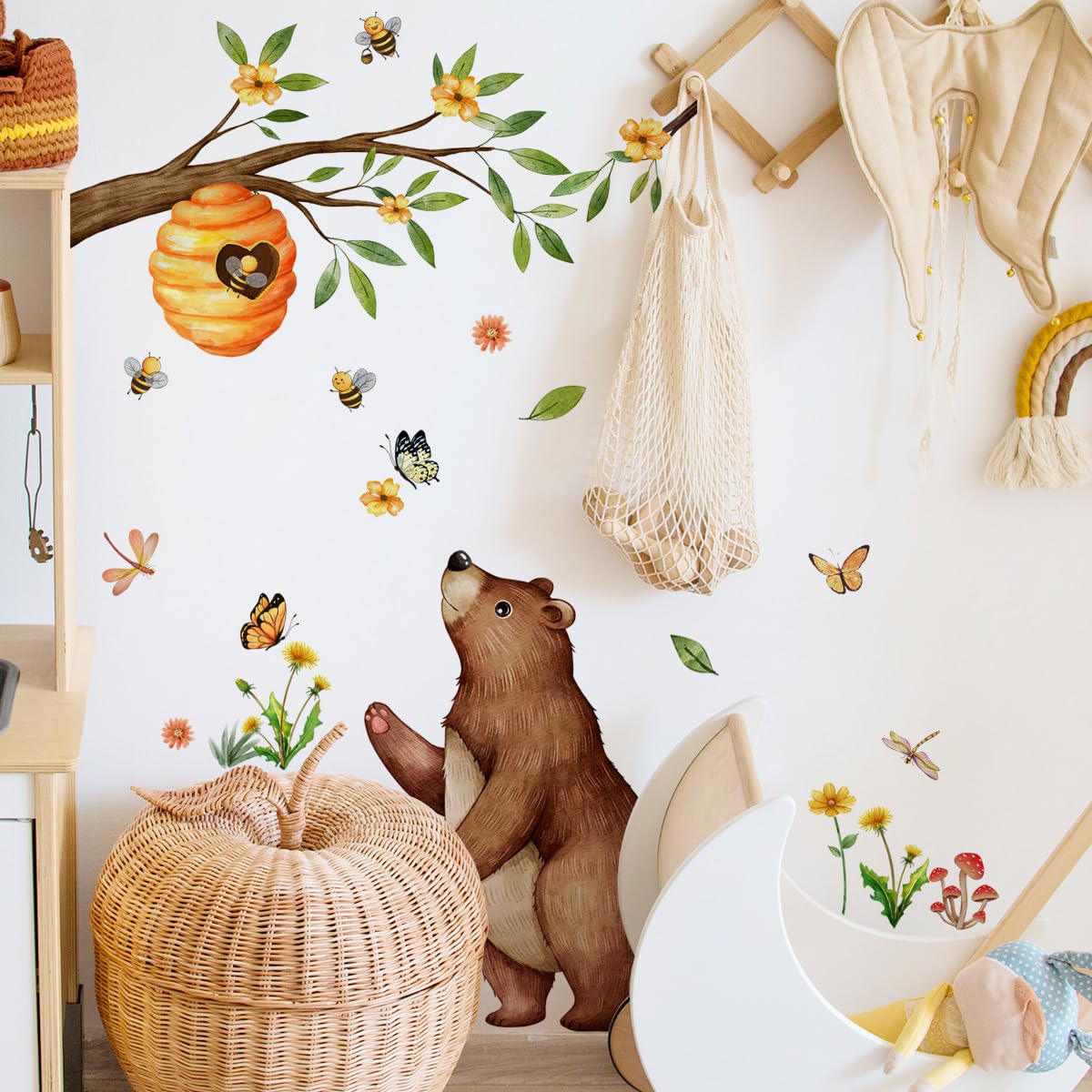 Jungle Animal Bear Wall Decals brighten a living room, bringing playful charm to any wall.
