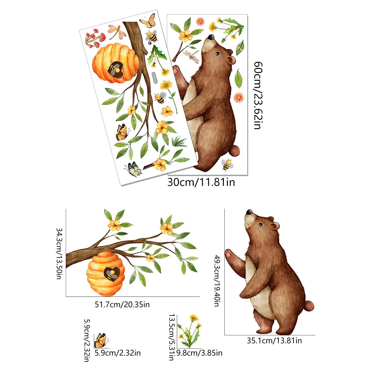 Jungle Animal Bear Wall Decals removable adhesive keeps walls clean with no residue.