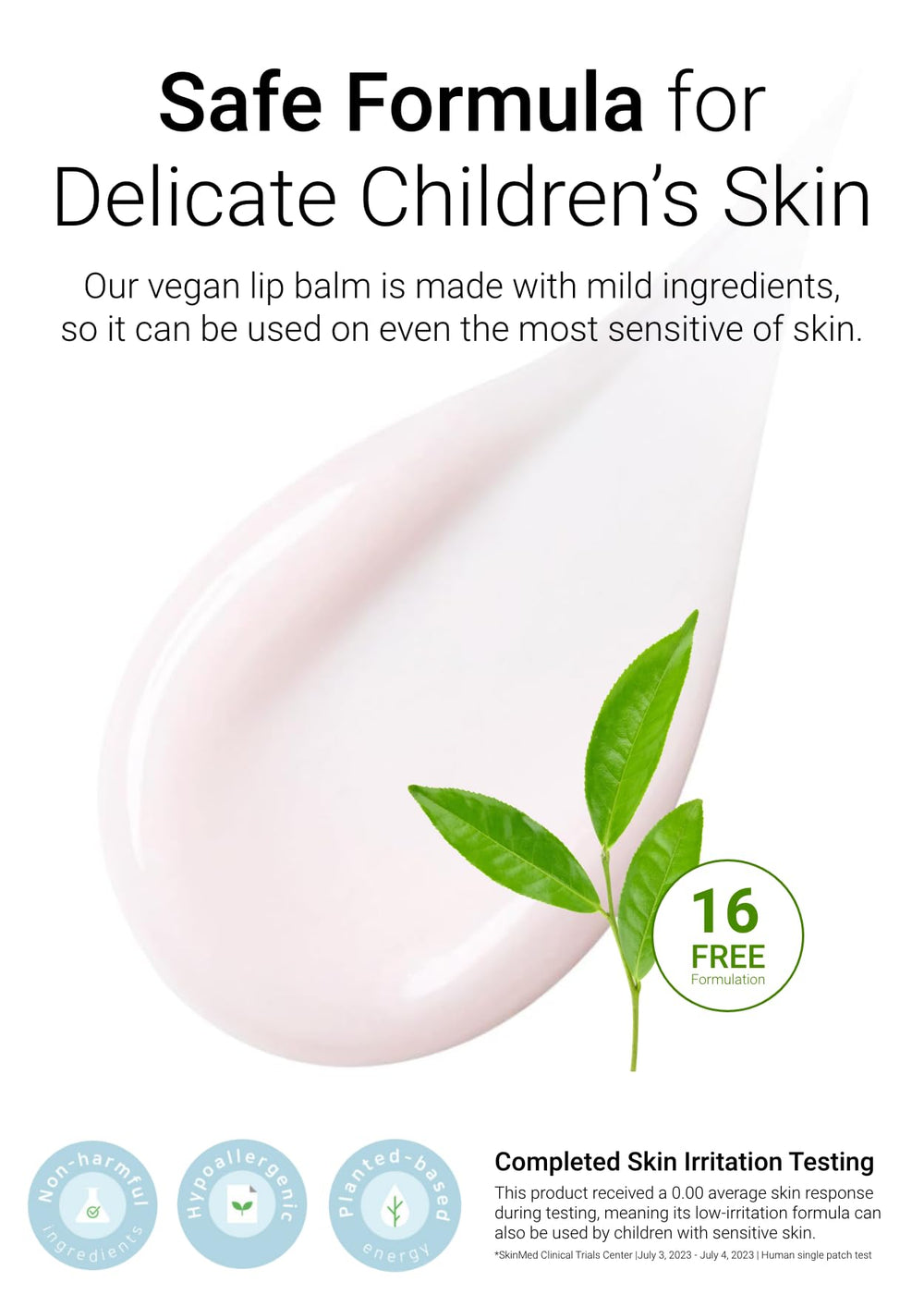 JUNG SAEM MOOL KIDS lip balm ingredients highlight plant-derived, vegan components.