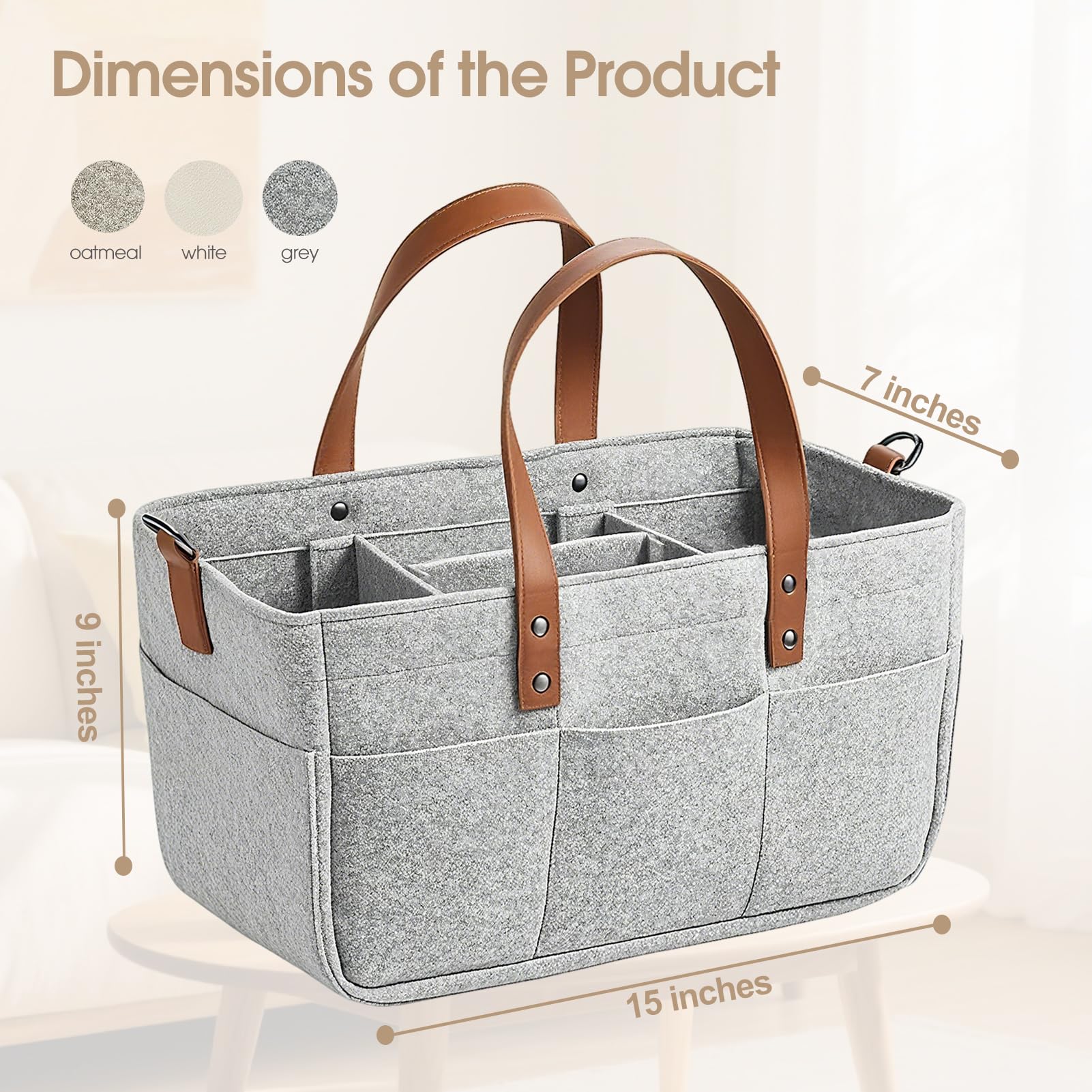 Juningxin changing table caddy with two removable dividers for customization.