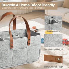 Juningxin diaper organizer with eight external pockets for quick access.