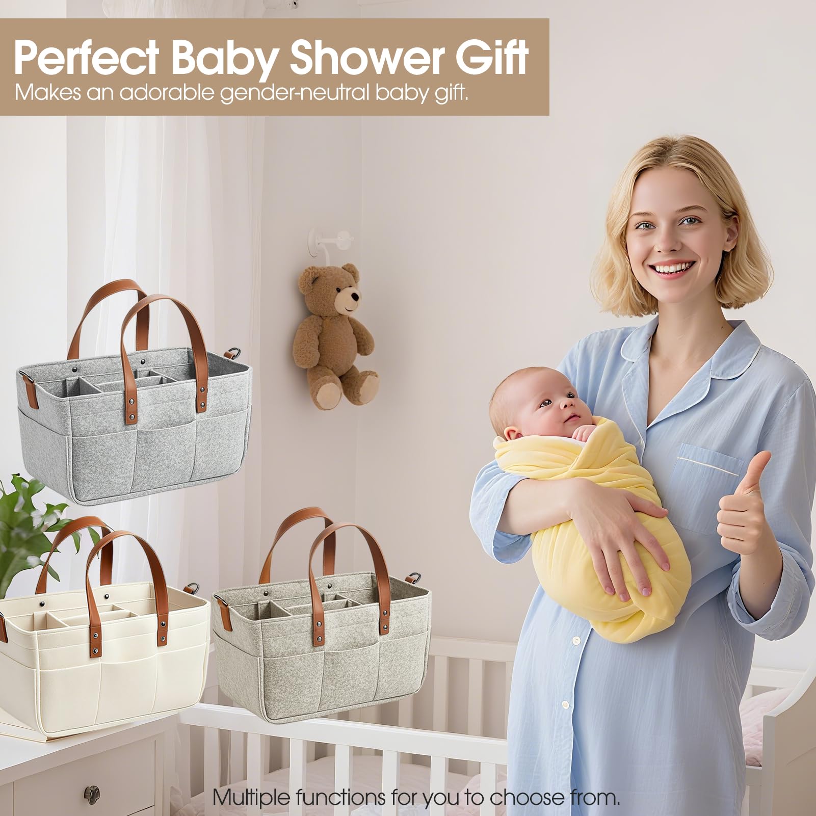 Juningxin gift-ready diaper caddy suits baby showers and registries.