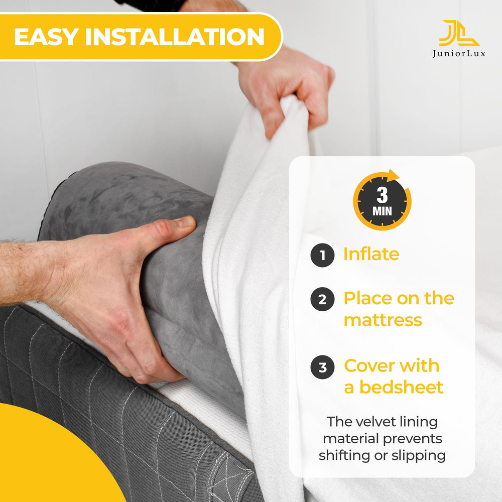 JuniorLux velvet coating close-up shows non slip surface for safer overnight comfort.