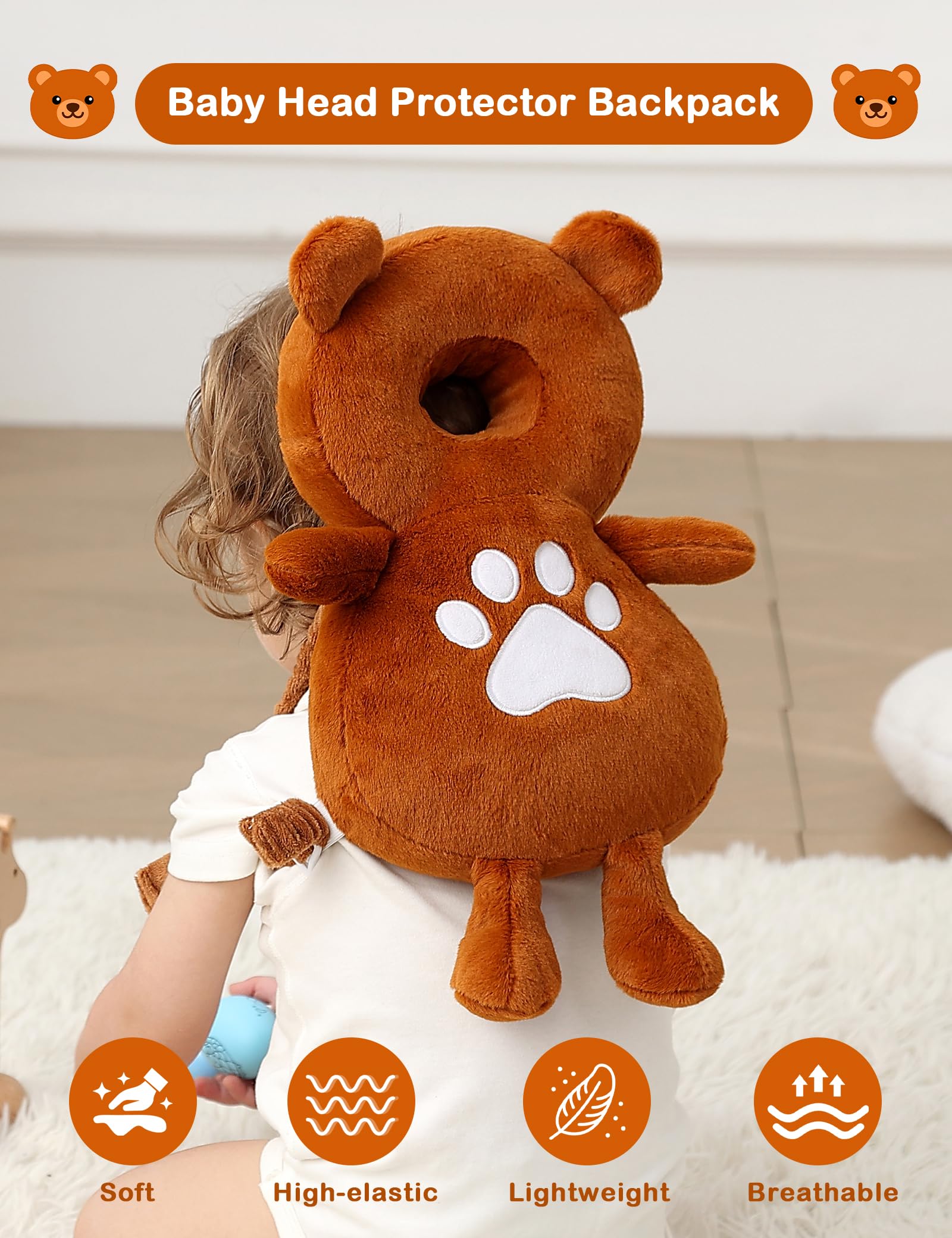 JunNeng Adjustable plush shoulder straps keep baby secure and comfortable.