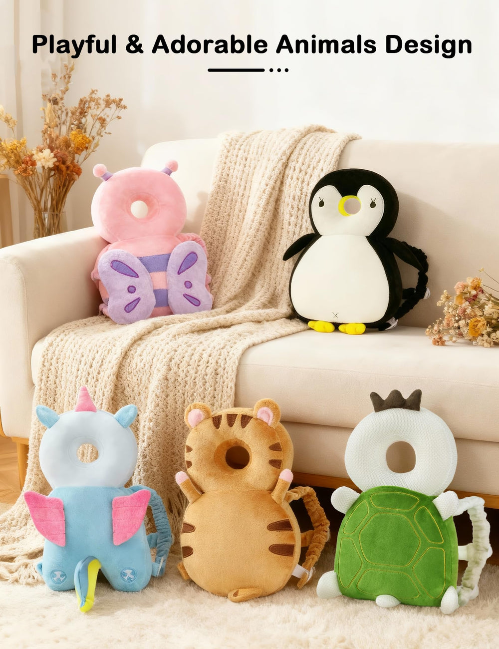 JunNeng baby head protector backpack gift-ready packaging, ideal for baby showers and birthdays.