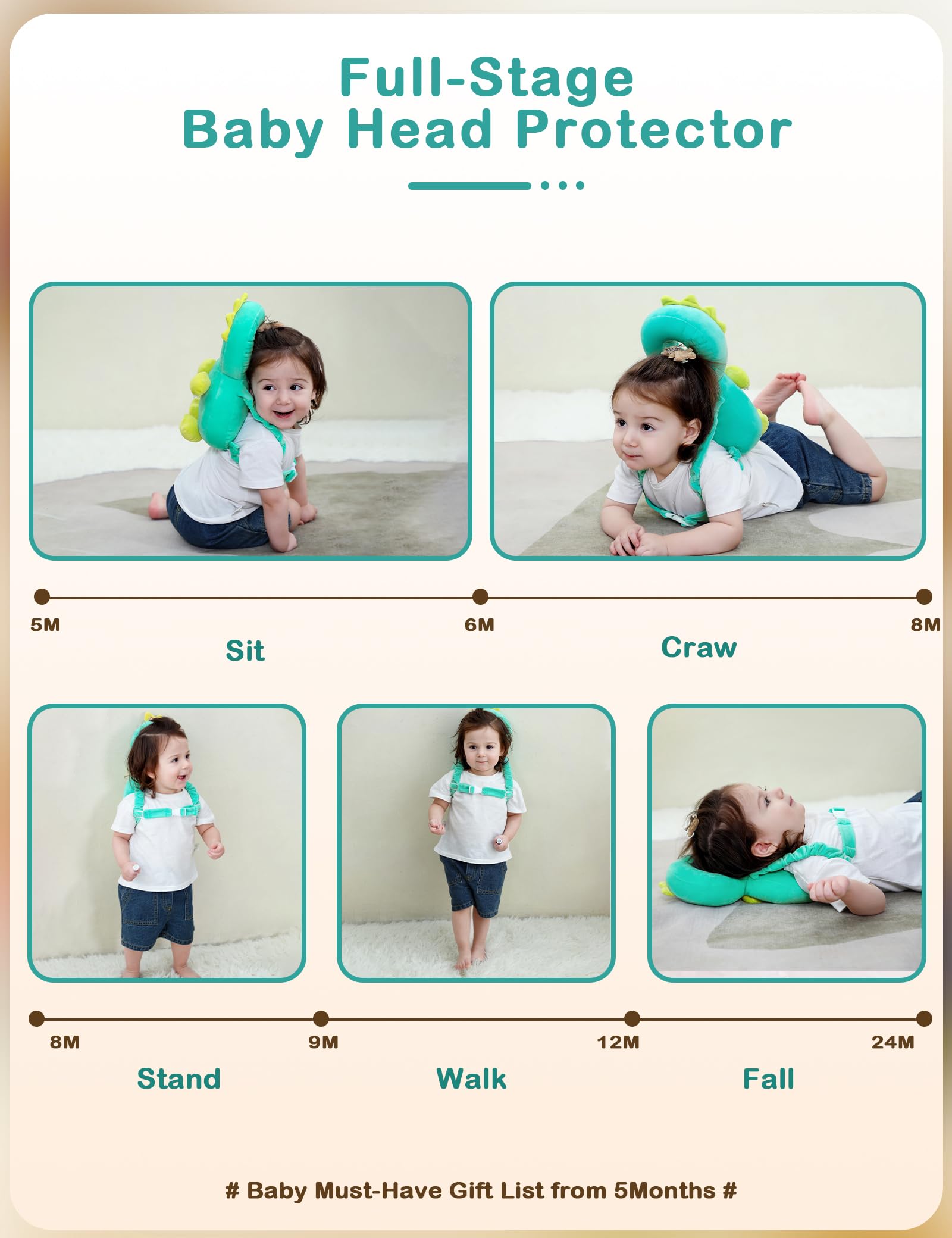 JunNeng baby head protector backpack soft plush material, showcasing comfort-first construction.