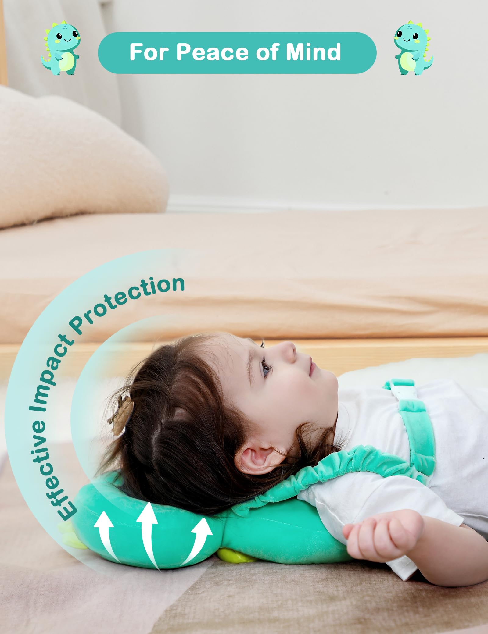 JunNeng baby head protector backpack with adjustable plush straps, ensuring secure fit during active play.