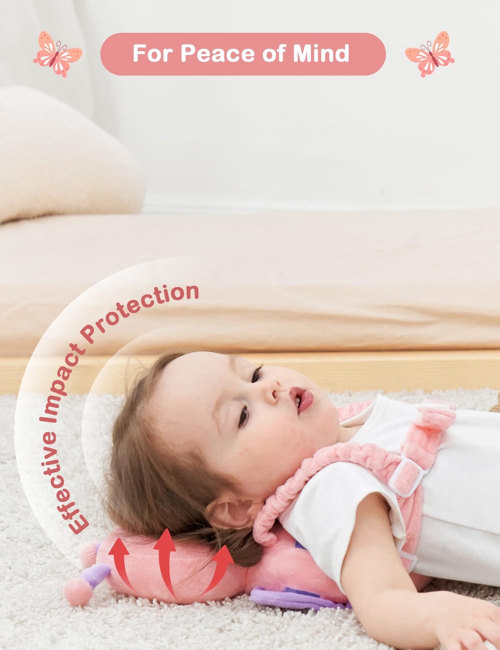 Adjustable straps on the JunNeng head protector backpack secure fit during play