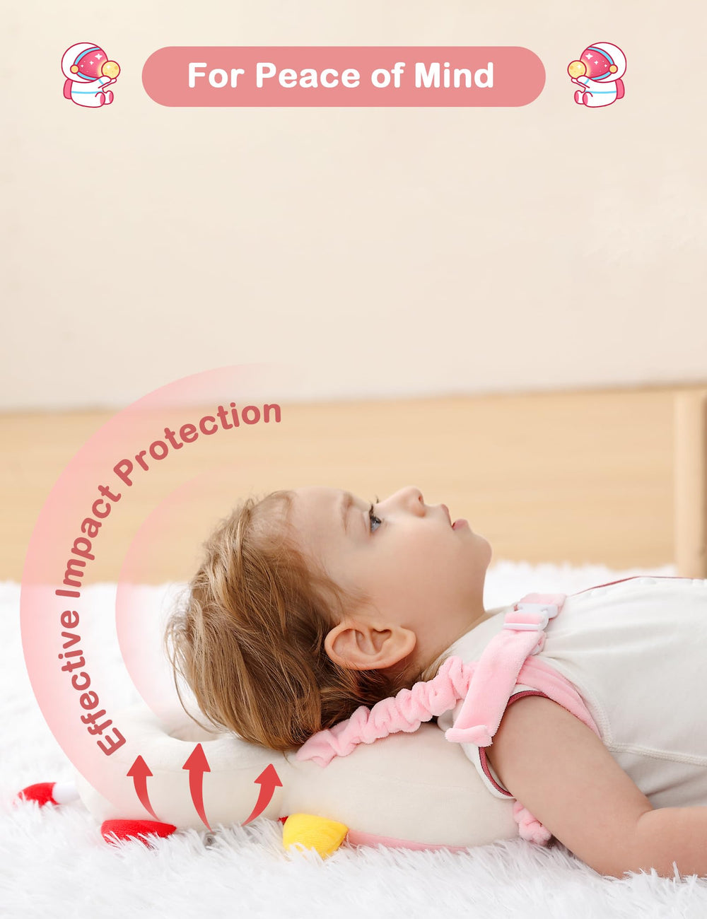 JunNeng head protector backpack in action during first steps.