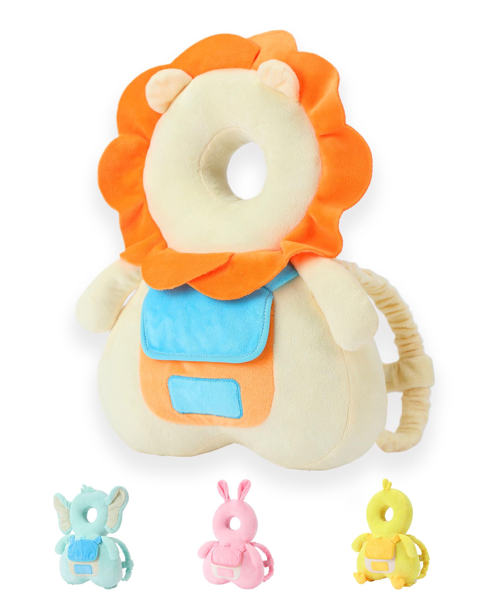 JunNeng baby head protector backpack front view with soft padding for gentle wear.
