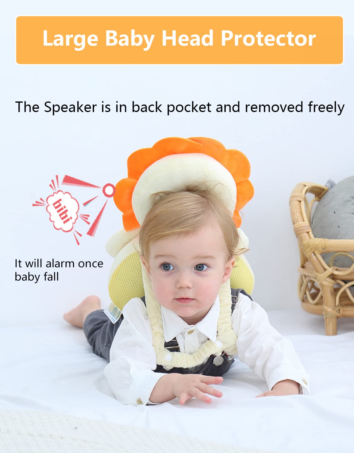 JunNeng head protector backpack squeaker pocket open for playful interaction during walks.