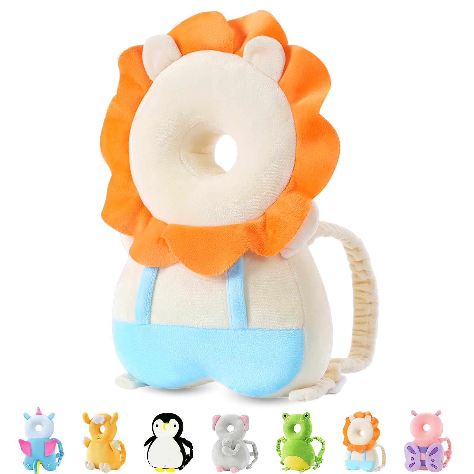 JunNeng head protector in yellow lion front view cushions tiny bumps.