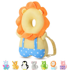 JunNeng Baby Head Protector Backpack with yellow lion mesh protects tiny heads during first steps