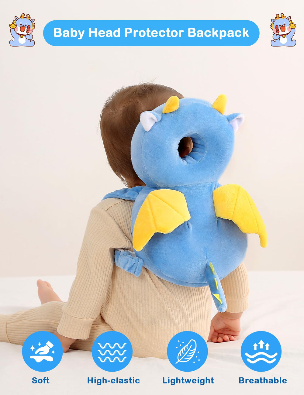 JunNeng soft plush fabric head protector offers gentle comfort for baby's skin