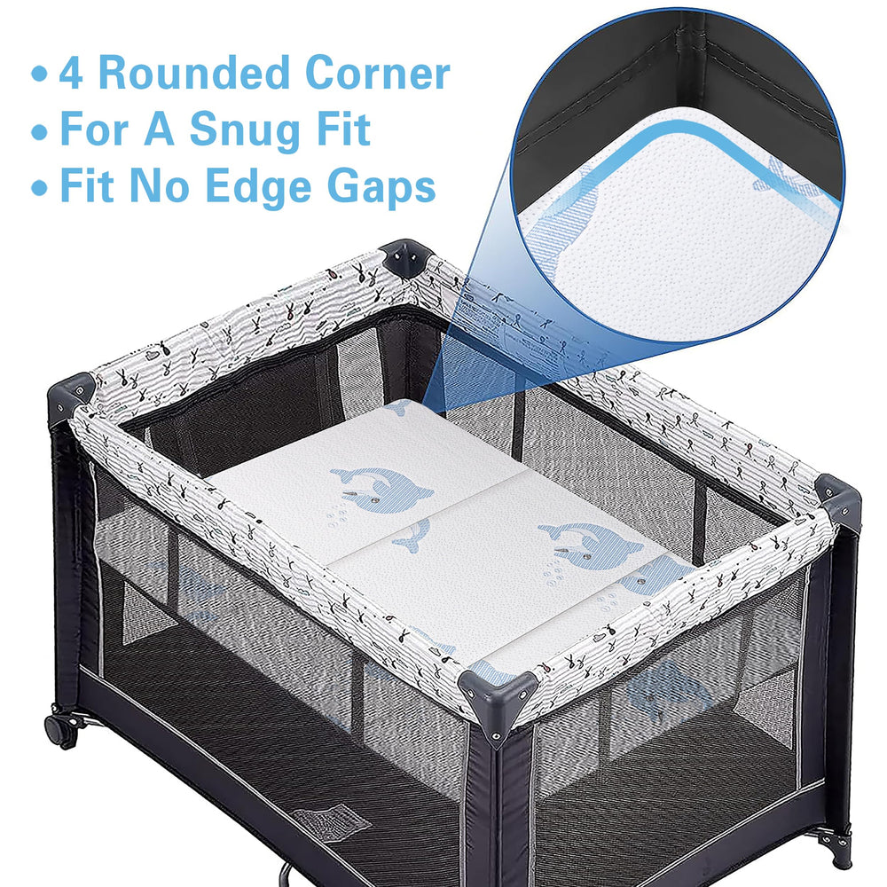 JUNYOHOA Trifold Pack and Play Mattress removable cover for easy washing.