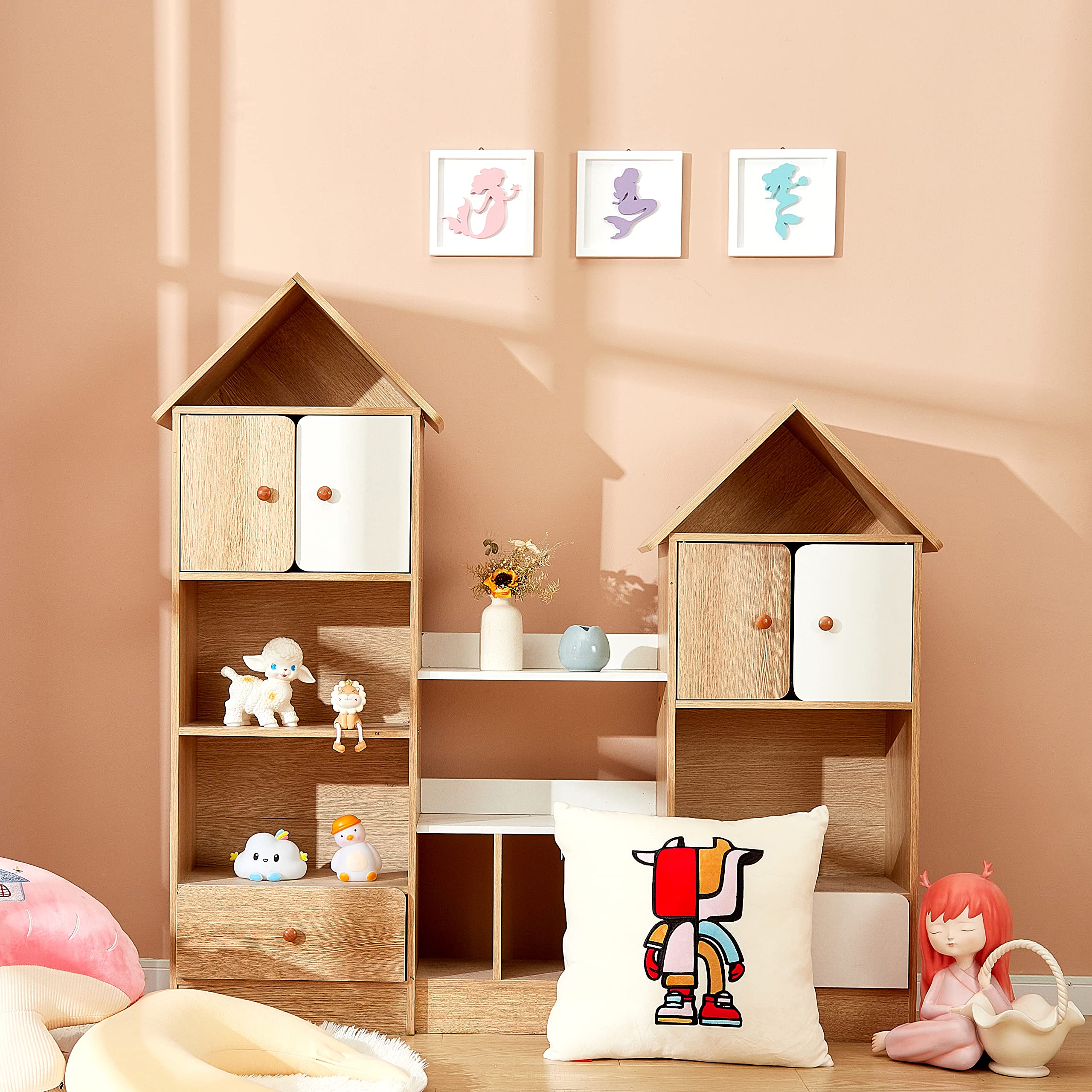 JunyRuny pastel mermaid decor complements nursery palettes for soothing spaces.