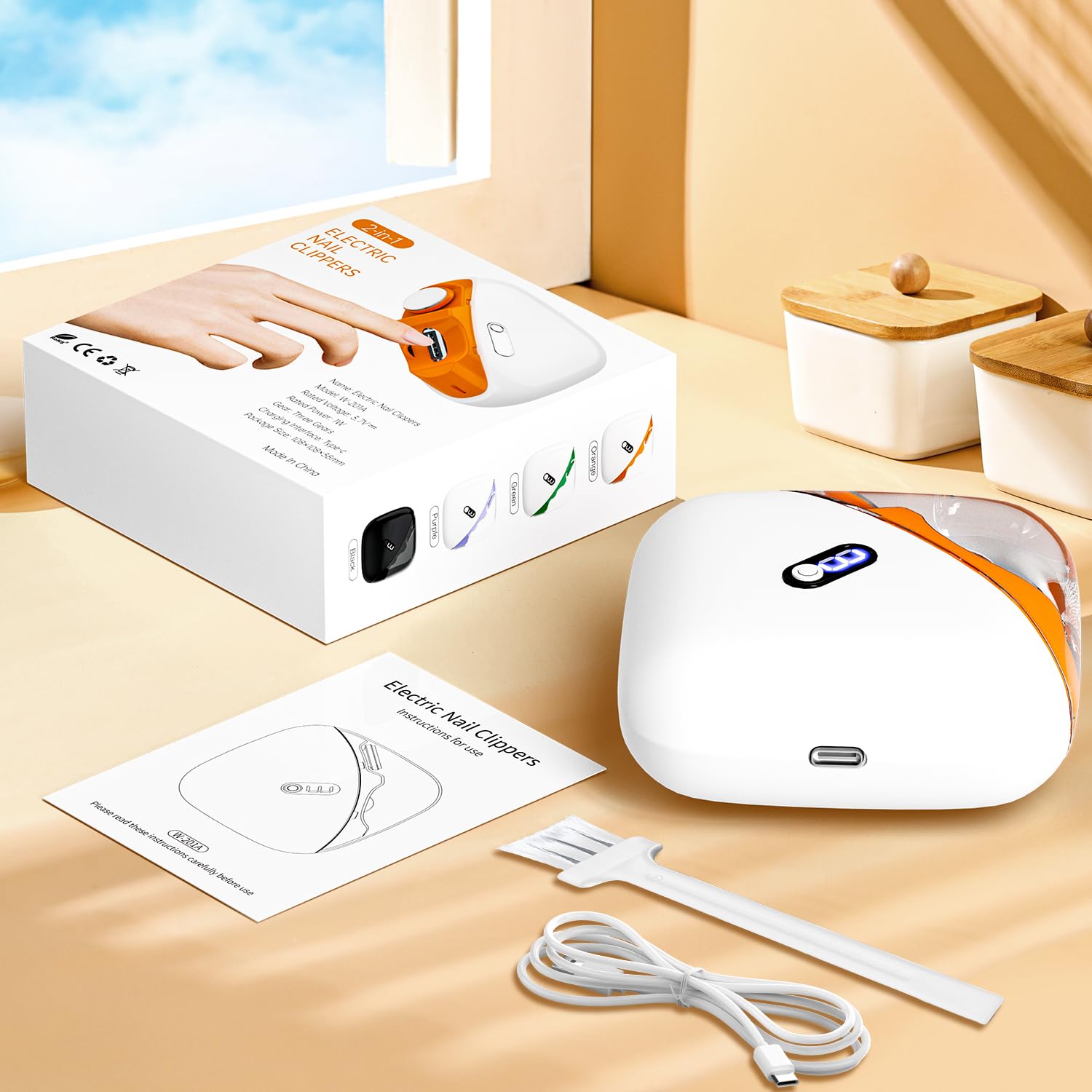 JUNZUP 2-in-1 nail file and polisher for smooth edges