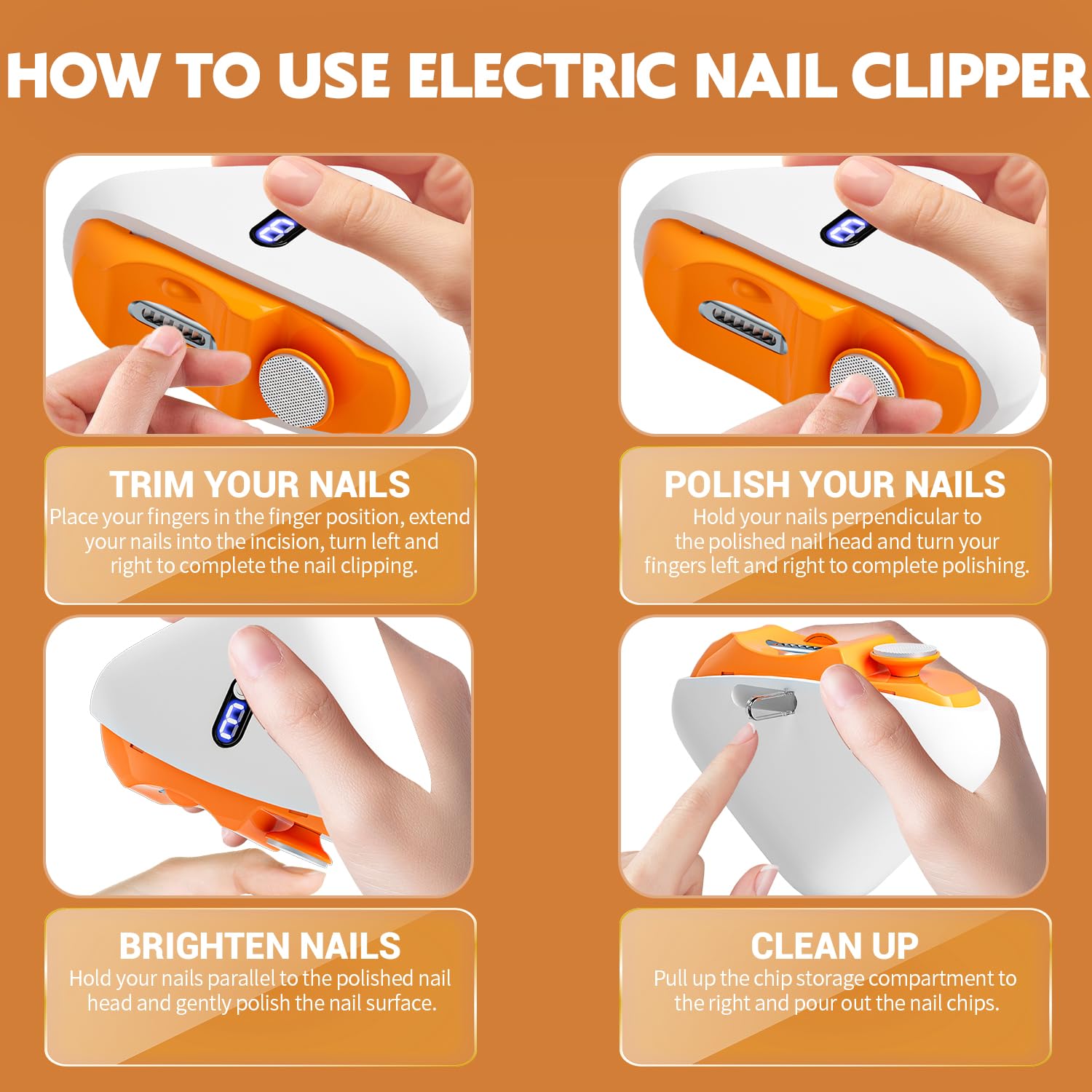 JUNZUP automatic nail clip storage keeps clippings contained and tidy