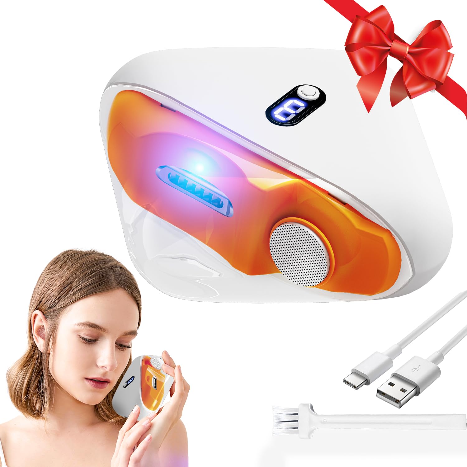 JUNZUP electric nail clipper with three speeds and LED light for precision trimming