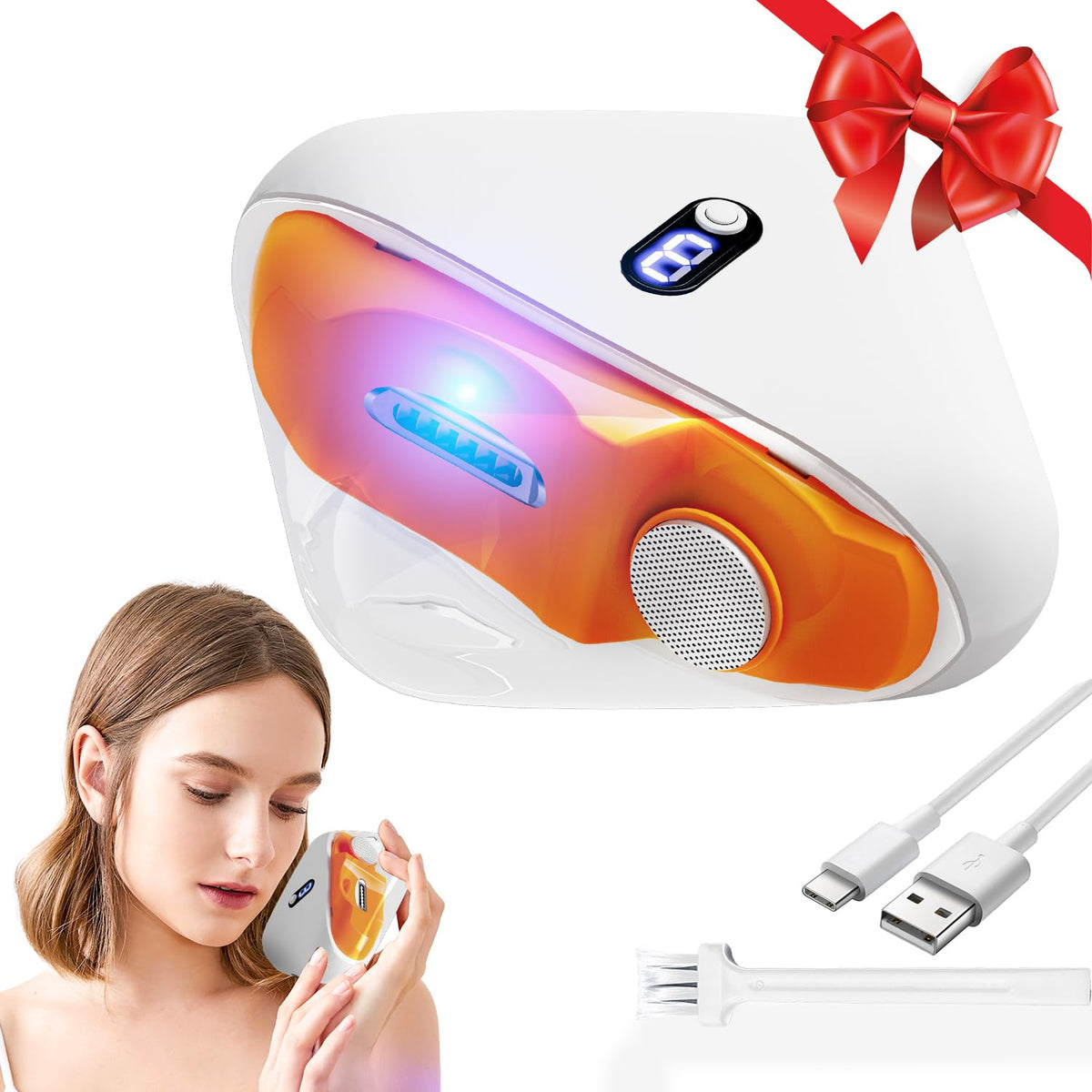 JUNZUP electric nail clipper with three speeds and LED light for precision trimming