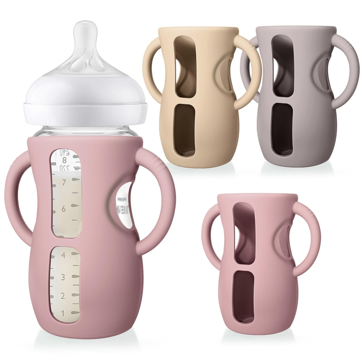 Juome silicone sleeve for Avent natural glass 8oz bottles protects from drops while improving grip