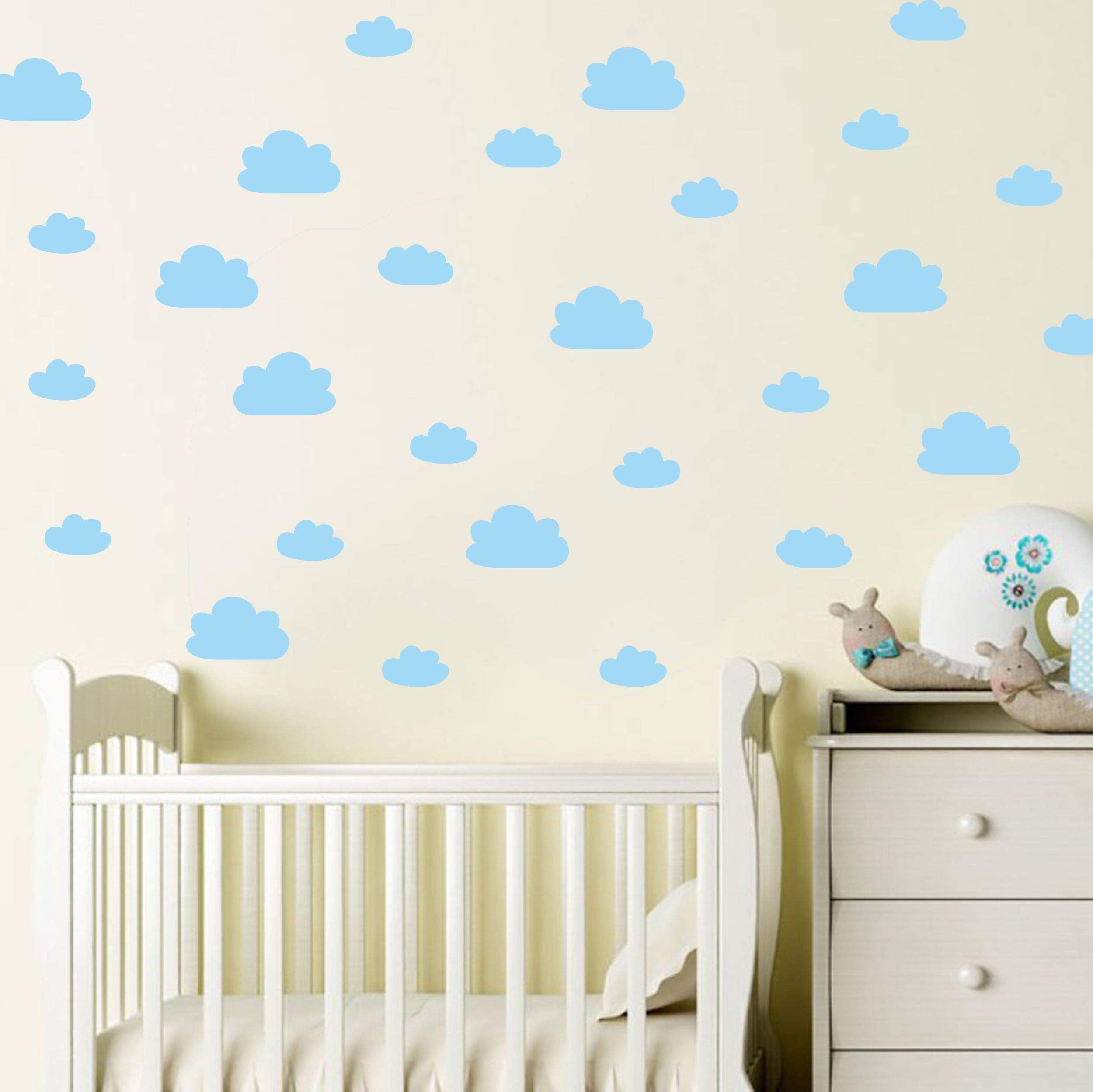 JURUOXIN Cloud Wall Decal canal blue clouds add playful room accents.