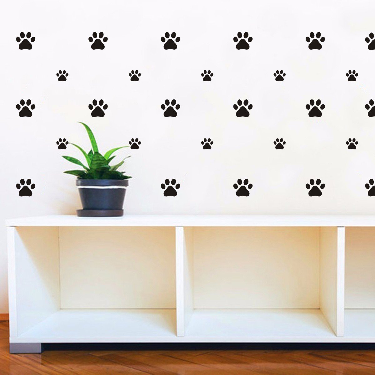 JURUOXIN dog paws wall decal is easily removable without wall damage.