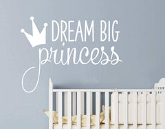 JURUOXIN Dream Big Princess crown wall decal in white creates a charming nursery focal point.