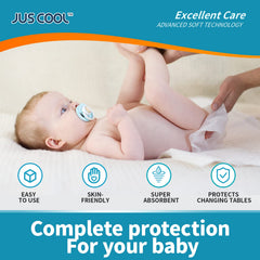 JUS COOL waterproof sealed edges block leaks for mess-free changes.