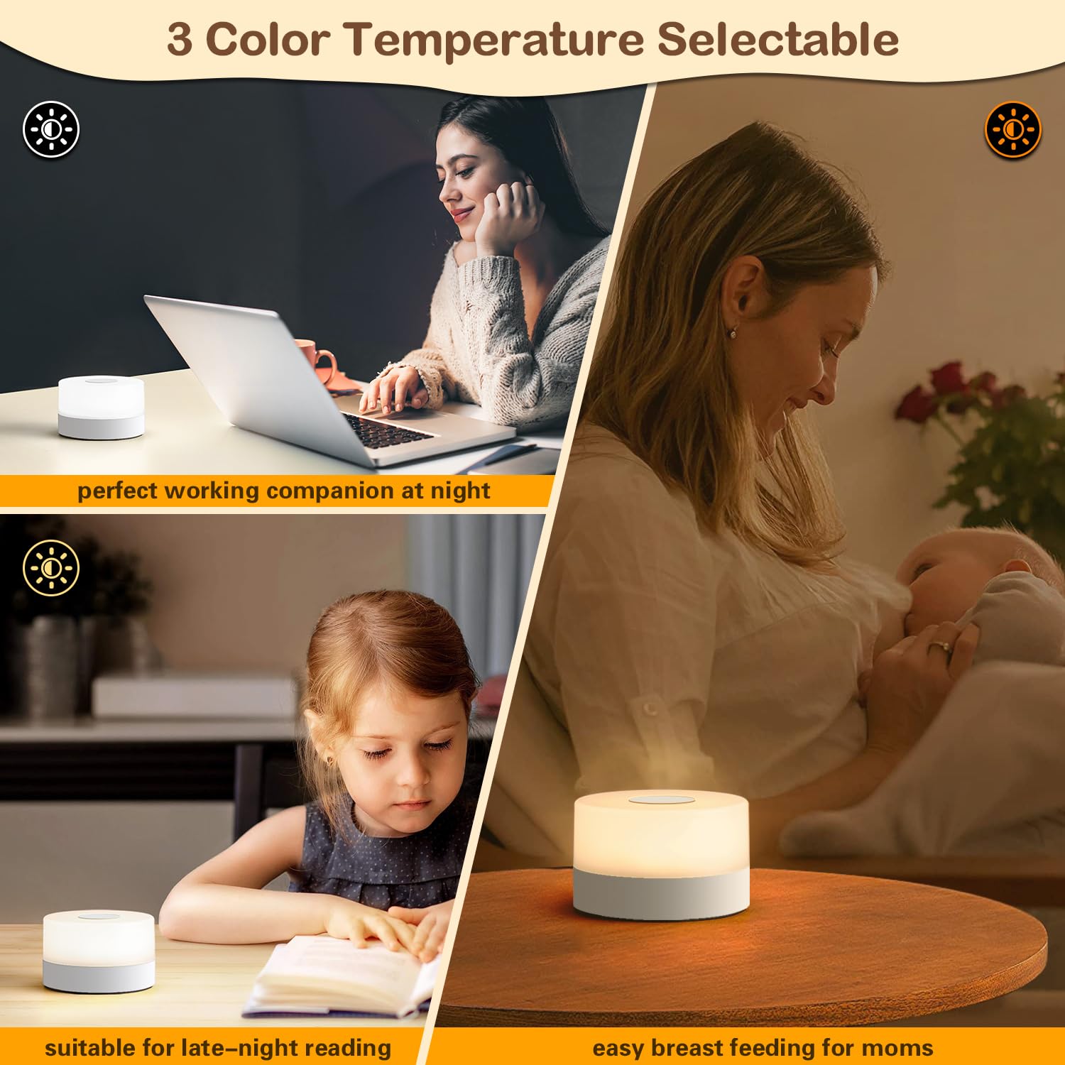JUSHENG night light with memory function remembers last color setting