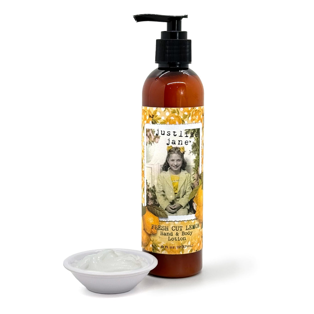 Just Like Jane Shea Butter Lotion in an amber bottle for easy, all-day hydration.