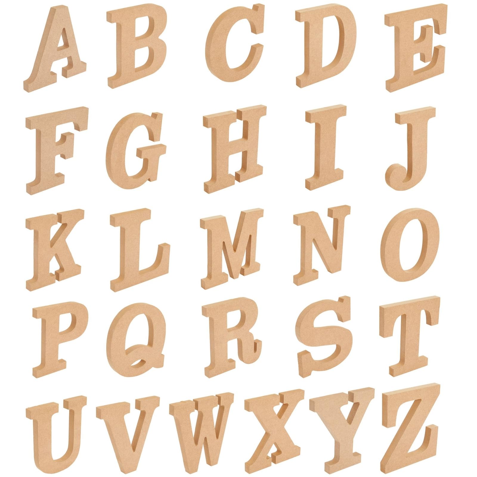 Juvale 3D wood letters for bold wall decor with a 4-inch height and paintable finish