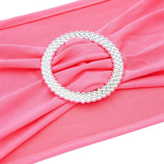 Juvale wedding decor with pink chair sashes complements reception styling.