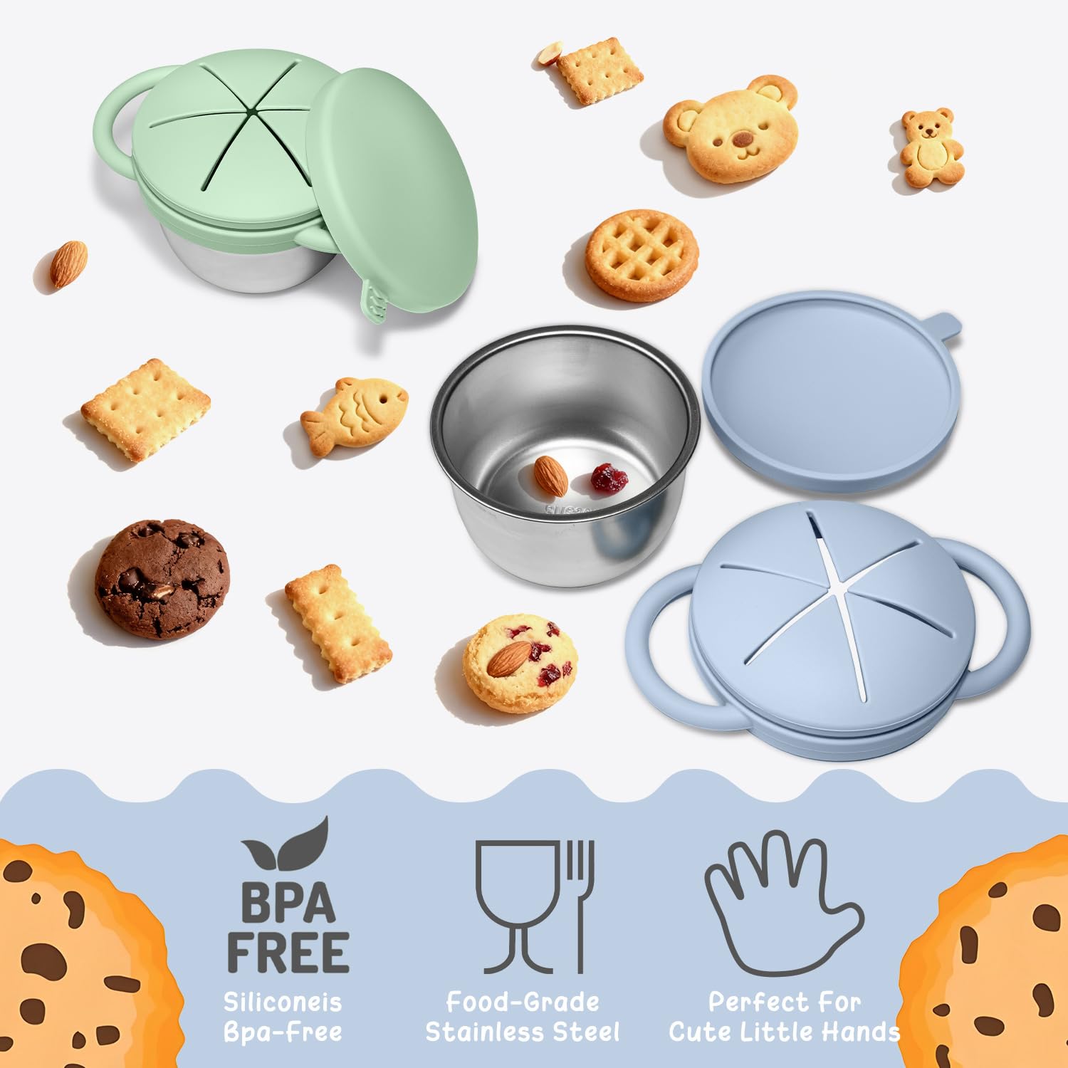 JVEOO vibrant colors make snack time engaging for toddlers.